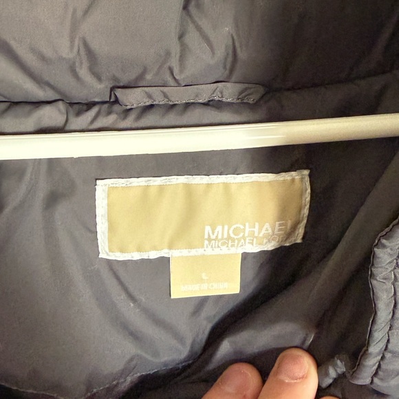 Gray Michael Kors Down Fill Puffer Trench Coat Size Large Outdoors Winter Casual - Picture 4 of 9
